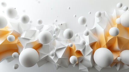Aufkleber - Abstract 3D shapes floating on a white background, modern design. Generative AI.