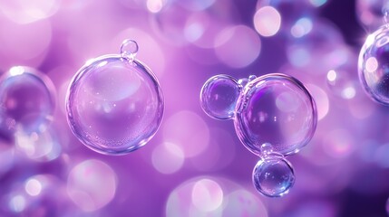 A close up of bubbles and soap in a purple background