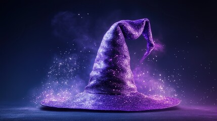 purple witch hat with sparkling magic dust