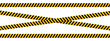 © vikusha_art - Horizontal and crossed caution tapes with black and yellow slashes print. Warning barricades in road work zone, construction area or criminal scene. Warn, hazard or stop signs. Vector illustration.