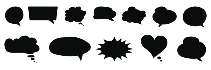 Set of talk speech bubble balloon symbol collection. Hand drawn talk cloud balloon icon. Vector Illustration.