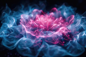Wall Mural - a flower with pink and blue petals is shown in a blurry, colorful background