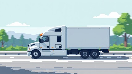 transport truck illustration minimalist and pixelated