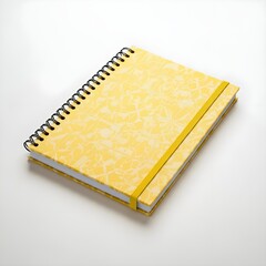 Wall Mural - Yellow spiral notebook isolated on white background.