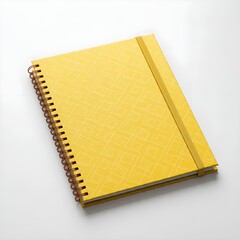 Wall Mural - Yellow spiral notebook isolated on white background.