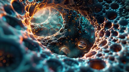 Abstract Cellular Structure: Glowing Organic Texture