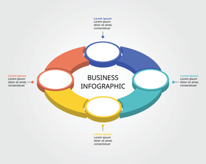 Wall Mural - timeline circle chart template for infographic for presentation for 4 element