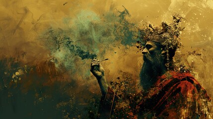 Canvas Print - Mystical King with Crown and Smoke