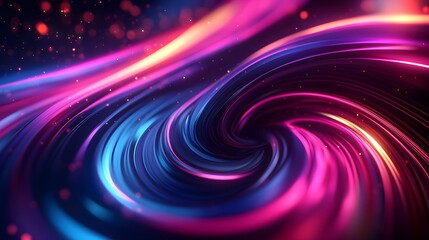 Wall Mural - Swirling neon lines in vivid hues, abstract art with dynamic flow, psychedelic pattern, high-contrast, 3D render, glowing effects.