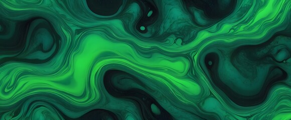 Poster - green and black fluid liquid texture background