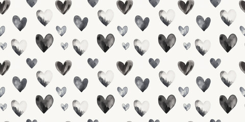 light gray and charcoal color hearts seamless pattern, clean surface texture, white background