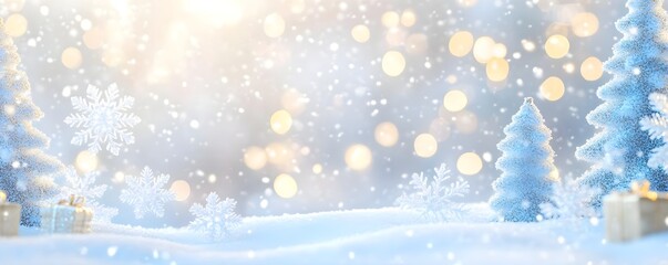 Wall Mural - Winter Wonderland Christmas Background with Snowflakes