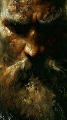 Canvas Print - Close-Up Portrait of a Man with a Beard, Expressive and Thoughtful