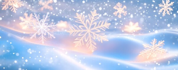 Wall Mural - Winter Wonderland: Sparkling Snowflakes on a Snowy Landscape