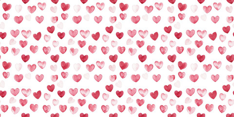 soft pink and ruby color hearts seamless pattern, clean surface texture, white background