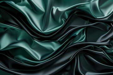 Poster - Flowing green satin fabric abstract background