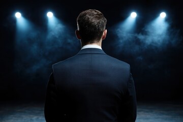 Poster - Businessman standing in spotlight