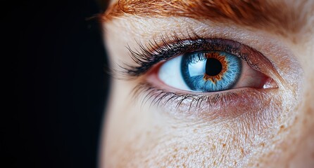 Canvas Print - Closeup of a human eye with vibrant blue iris