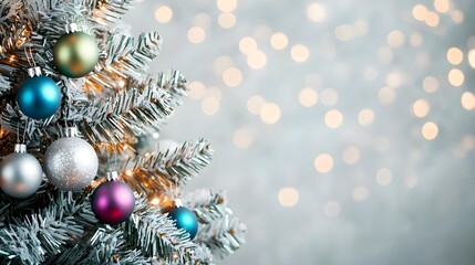 Poster - Festive Christmas Tree with Ornaments and Lights