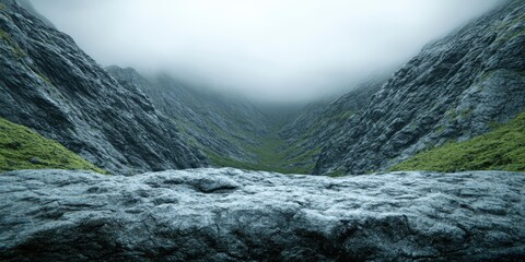 Canvas Print - Misty mountain valley landscape