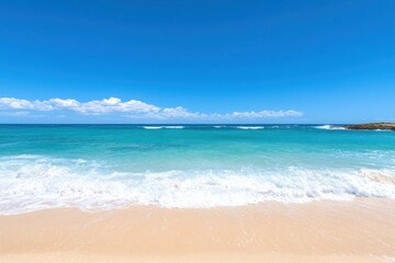 Sticker - Breathtaking tropical beach scene with crystal clear turquoise waters and white sand