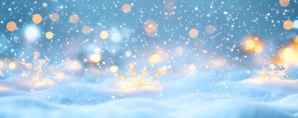 Sticker - Snowflake Winter Background with Sparkling Lights