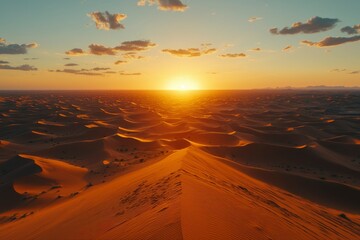 Wall Mural - Golden Sunset Over a Vast Desert Landscape