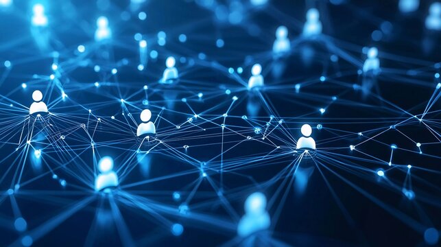 Connecting people on the internet, nodes transforming. Social network connections. Information technology of internet of things IOT big data clouds computing using artificial intelligence good AI