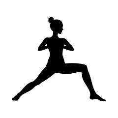 yoga silhouette vector black color silhouette solid white background 