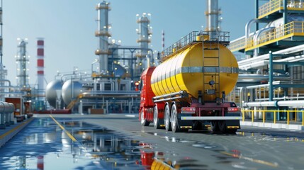 Wall Mural - Tanker Truck at Oil Refinery