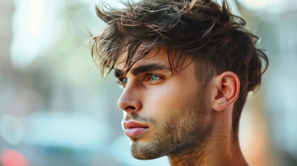 Canvas Print - Portrait of a Young Man with a Messy Hairstyle