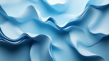 Poster - Artistic branding concept with flowing abstract shapes on a flat light blue background.