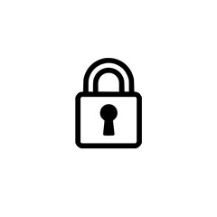 Wall Mural - Simple black padlock icon representing security and protection on a white background.