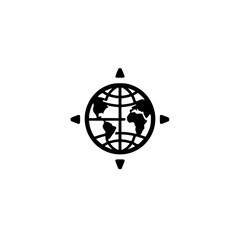 Poster - Black compass and globe icon representing global navigation and exploration.