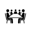 © umut hasanoglu - Illustration of a business meeting with five figures seated around a table.