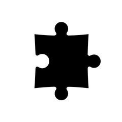 Poster - Single black puzzle piece isolated on a white background.