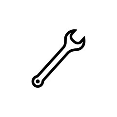 black and white illustration of a wrench on a white background.