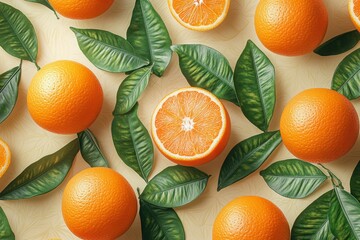 Tropical Oranges Seamless Pattern for Vibrant DÃ©cor, Perfect for Walls and Fabrics, Copy Space for Text