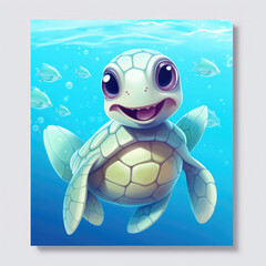 Cute Cartoon Sea Turtle