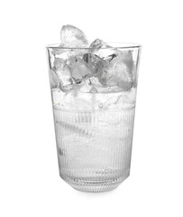 Sticker - Refreshing water with ice in glass isolated on white