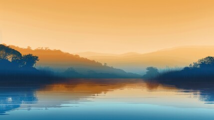 Poster - Tranquil Sunset Over a Still Lake