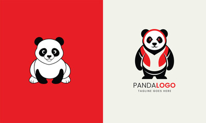 Wall Mural - panda-coloring-page-logo-iocn-vector-design-minimalist-sample-temple