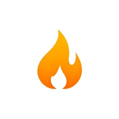 Flame icon, a simple stylized orange and yellow flame shape on a white background