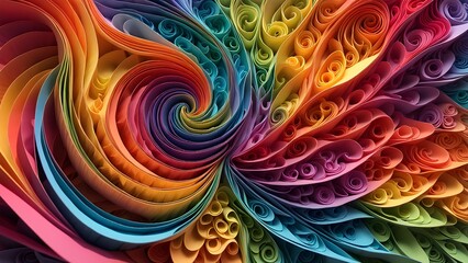 Abstract background with colorful paper swirls.