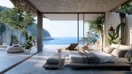 Wall Mural - Luxury Villa Bedroom with Stunning Ocean Views