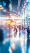 © Maria Mikhaylichenko - Blurred motion of travelers in a modern airport terminal, with reflective floors and soft lighting creating a dreamy, ethereal atmosphere of constant movement.