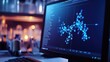 © somchai20162516 - A close-up of a computer screen displaying a 3D model of a protein structure in a biochemistry lab