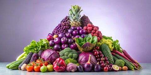 Wall Mural - A colorful and balanced pyramid made of purple vegetables and fruits