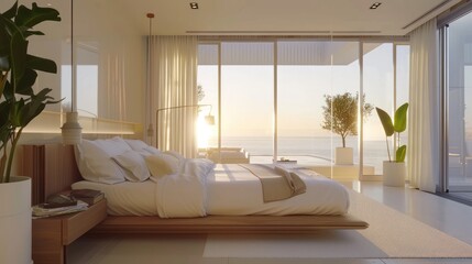 Poster - Modern Bedroom with Ocean View