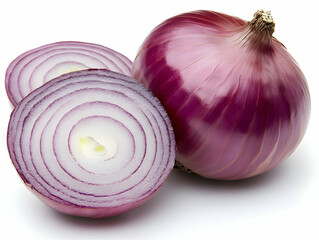 Fresh red onion sliced, showcasing vibrant purple layers, ideal for culinary presentations and healthy recipes.